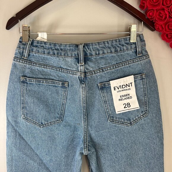 Anthropologie Evidnt Essen Relaxed Jeans Raw Hem Sz 28 Blue - Picture 4 of 12